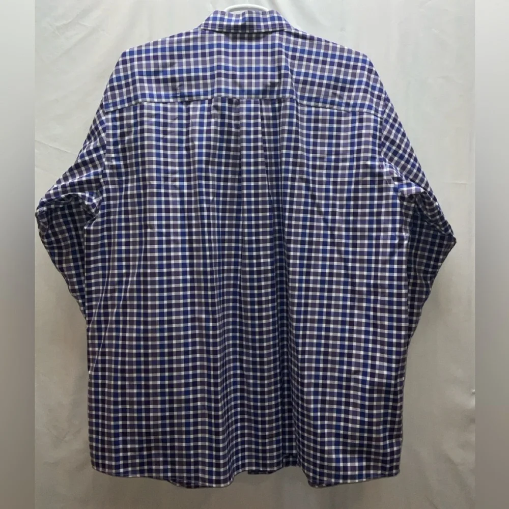 Men’s Jos. A. Bank Traveler Long Sleeve 100% Cotton Shirt Purple & Navy Plaid 2X - Picture 6 of 6